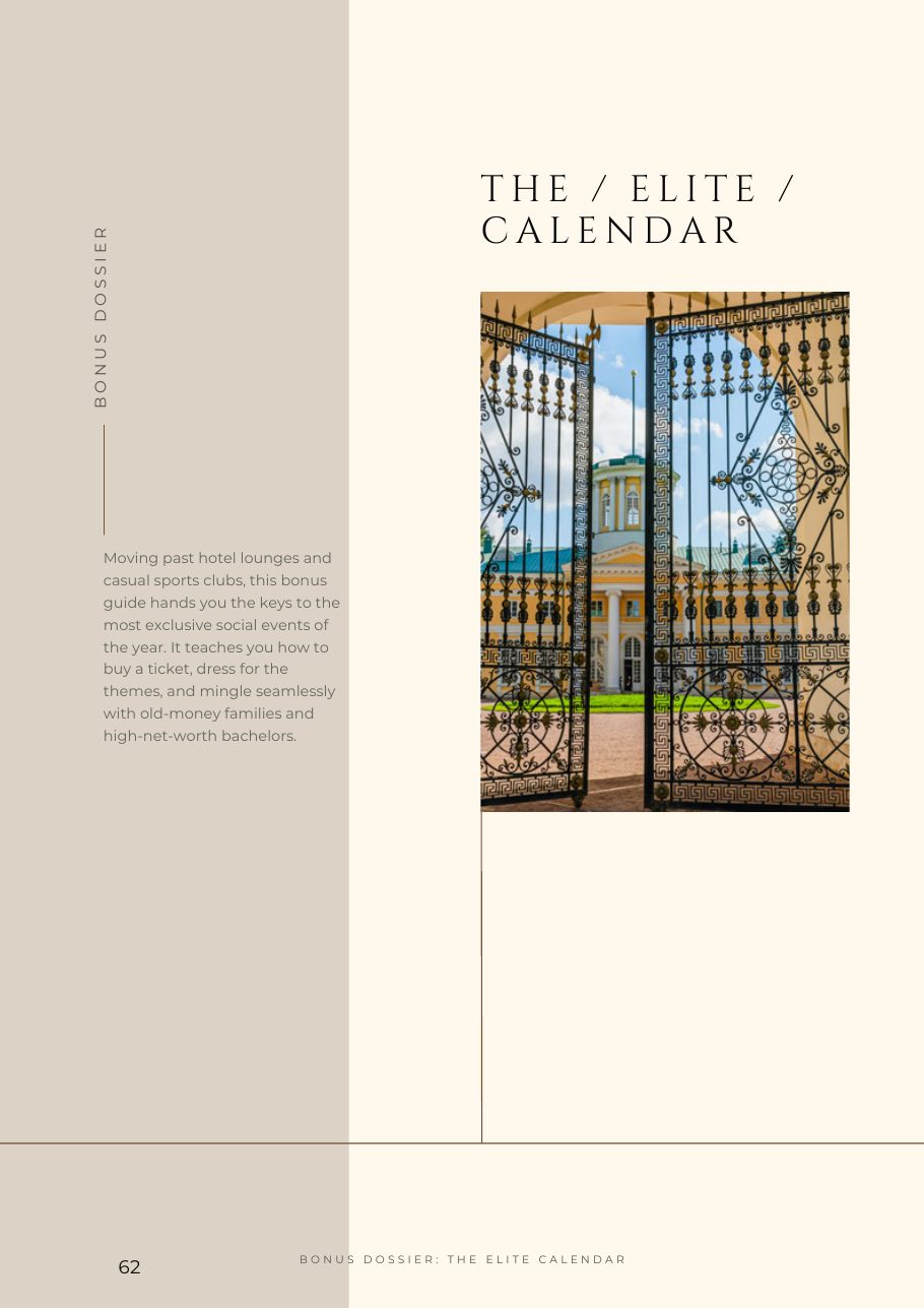 Bonus dossier — The Elite Calendar